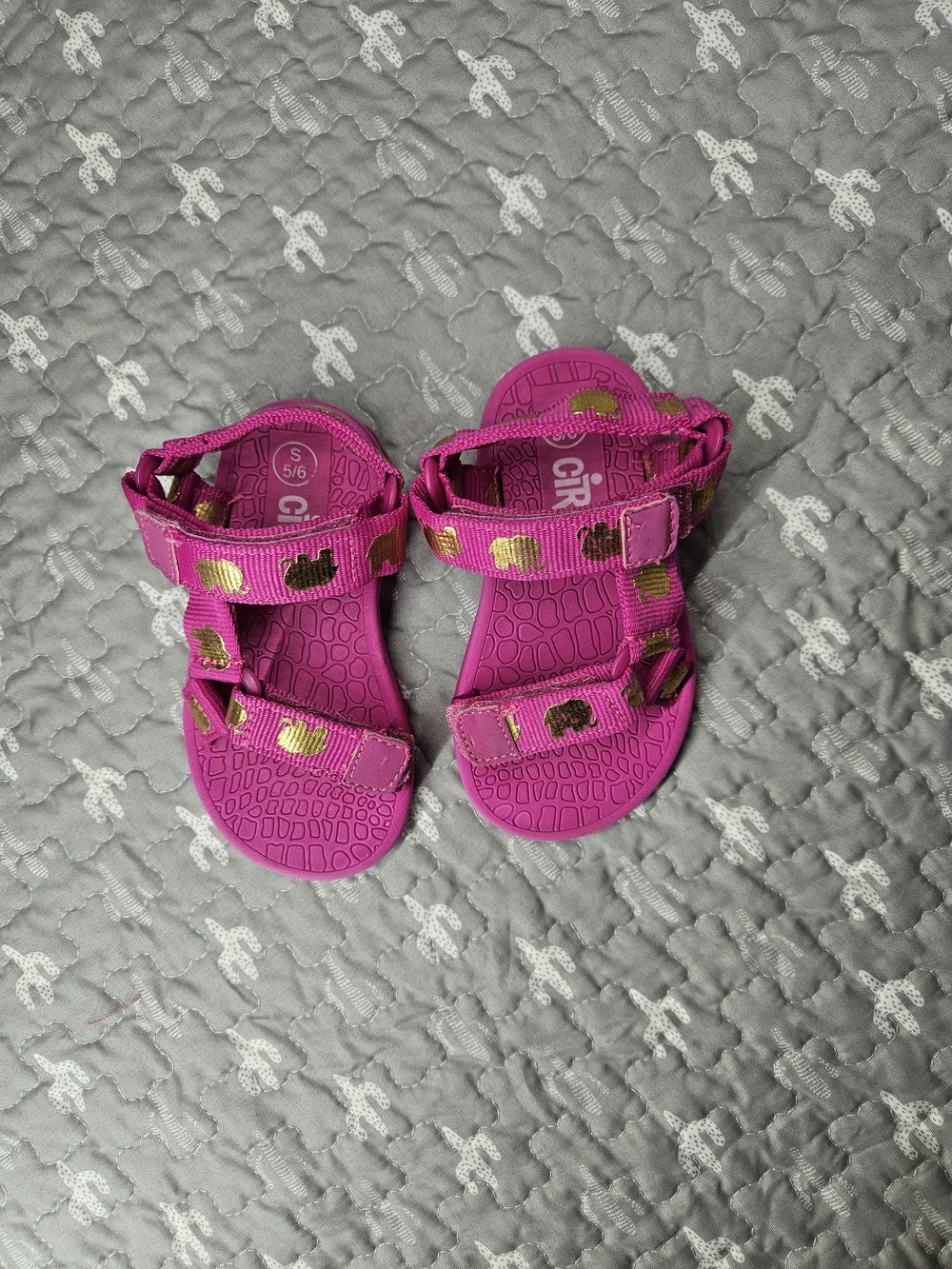 Circo Hot Pink Kids Strap Sandals with Gold Accent